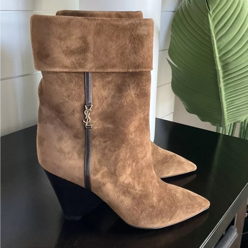 YSL Saint Laurent Liz 85 Suede Boots - Picture 4 of 12